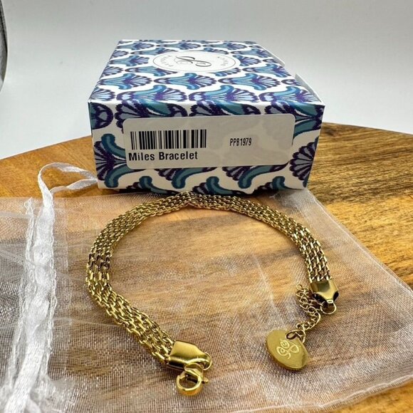 Plunder Design Miles Bracelet Gold Tone Adjustable Chain Stainless Casual Minima - Picture 4 of 4